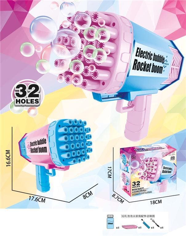 132 Holes Automatic Bubble Machine Racket Launcher For Kids